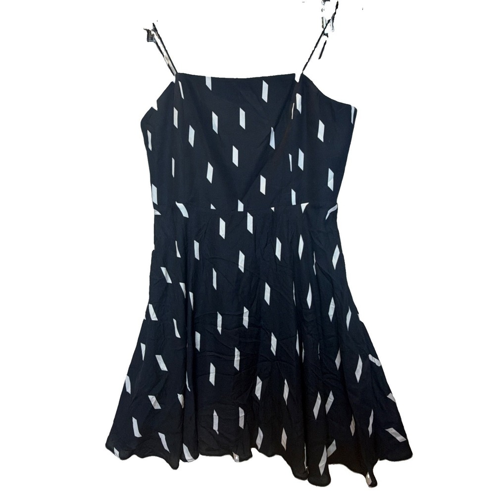 Alice + Olivia Black White Diamond Print Mini Dress Spaghetti Strap  6
